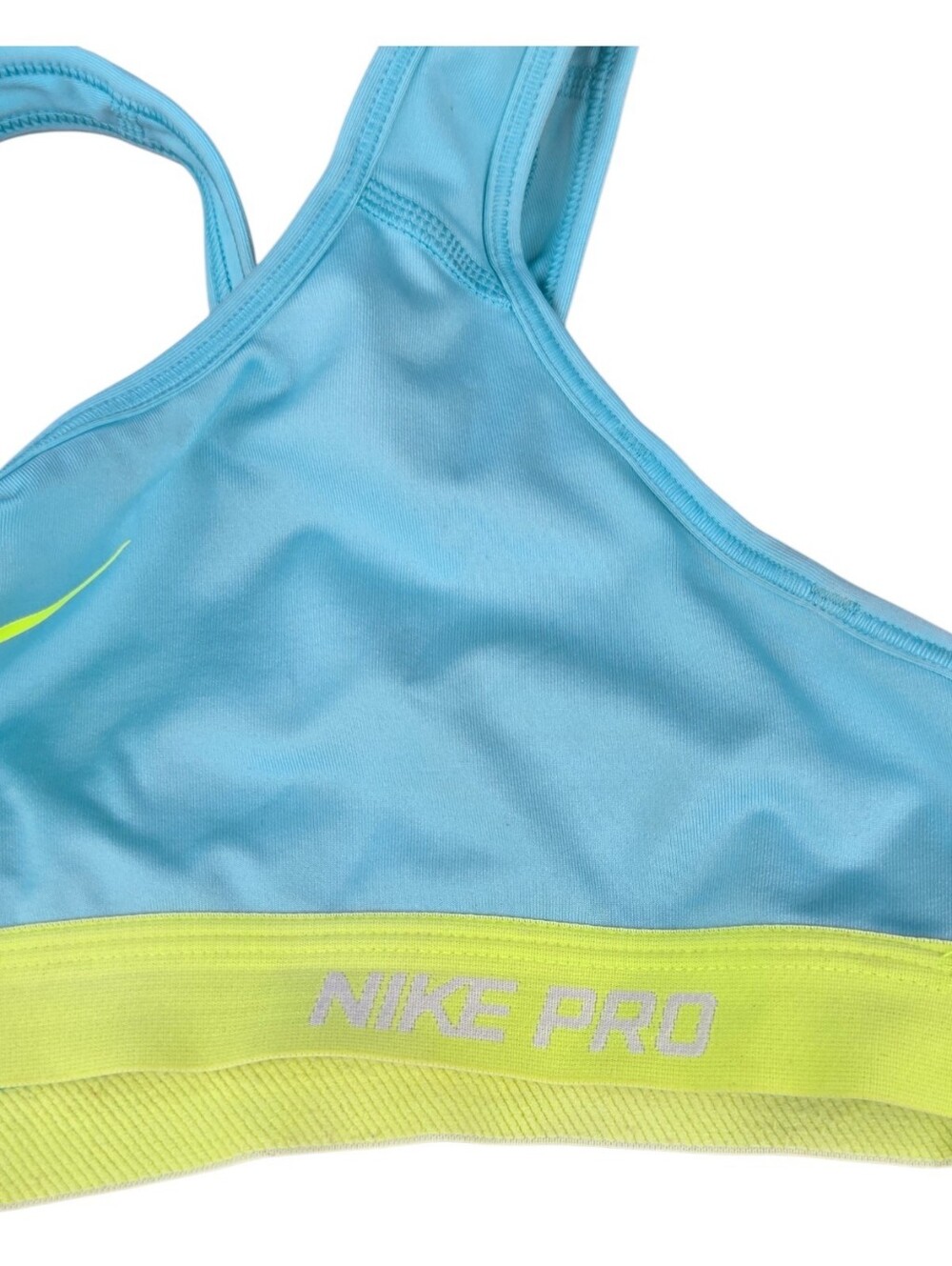 Nike Pro Women's Aqua and Yellow Dri-Fit Wireless Racerback Sports Bra - Size S - Picture 3 of 4